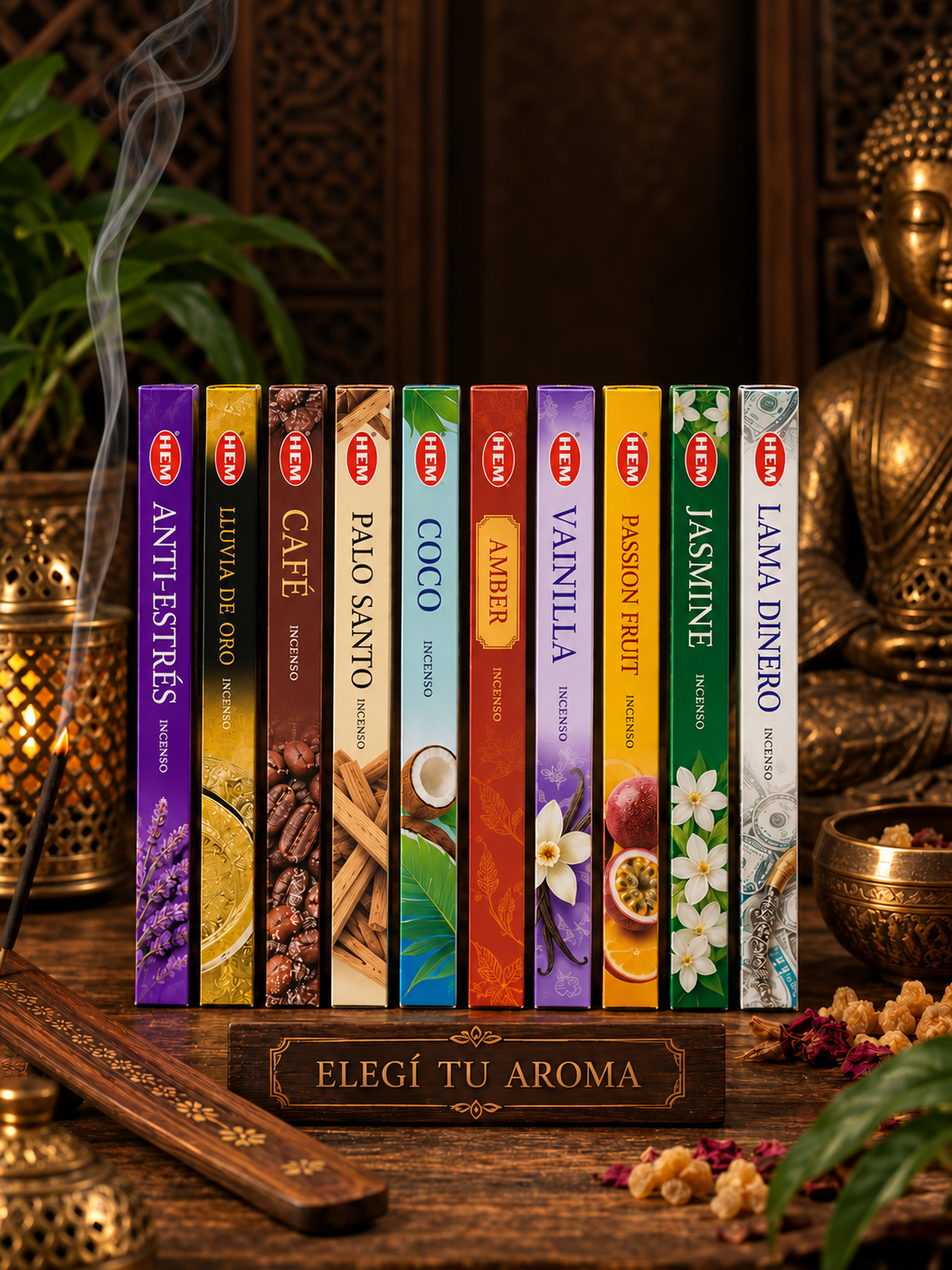 Sahumerios HEM de Carbón – India | Paquete de 8 Varitas
